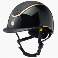 EQX Kylo Sparkly Riding Hat with MIPS - Black Glossy/Rose Gold