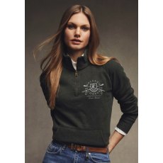 Holland Cooper Crest Zip Henley - Racing Green