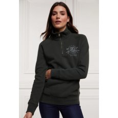 Holland Cooper Crest Zip Henley - Racing Green