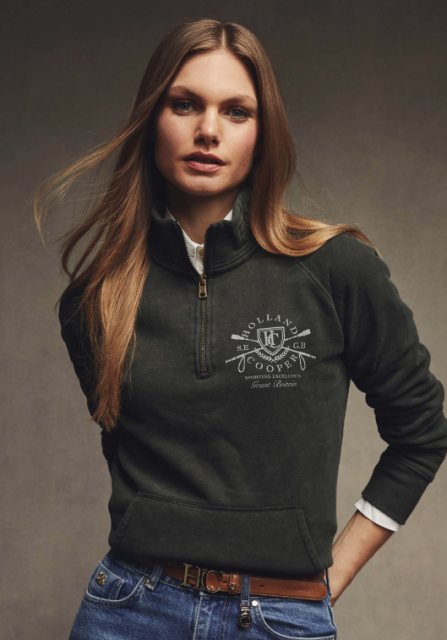 Holland Cooper Holland Cooper Crest Zip Henley - Racing Green