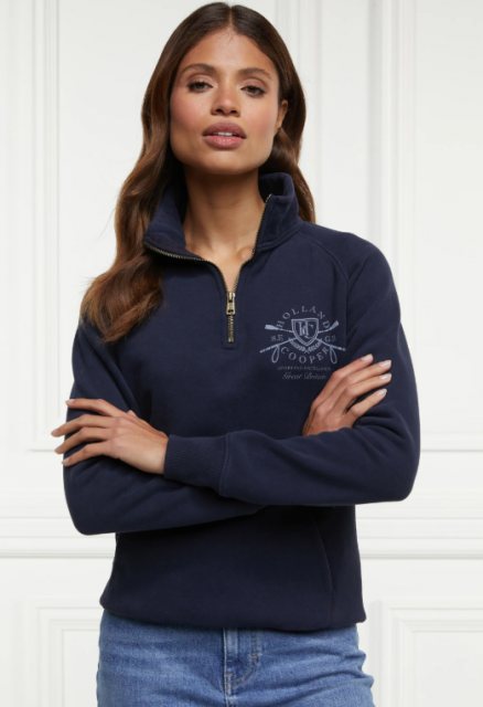 Holland Cooper Holland Cooper Crest Zip Henley - Ink Navy