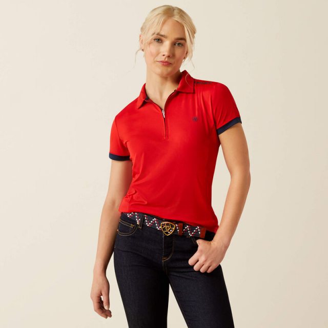 Ariat Ariat Bandera 1/4 Zip Polo - Red